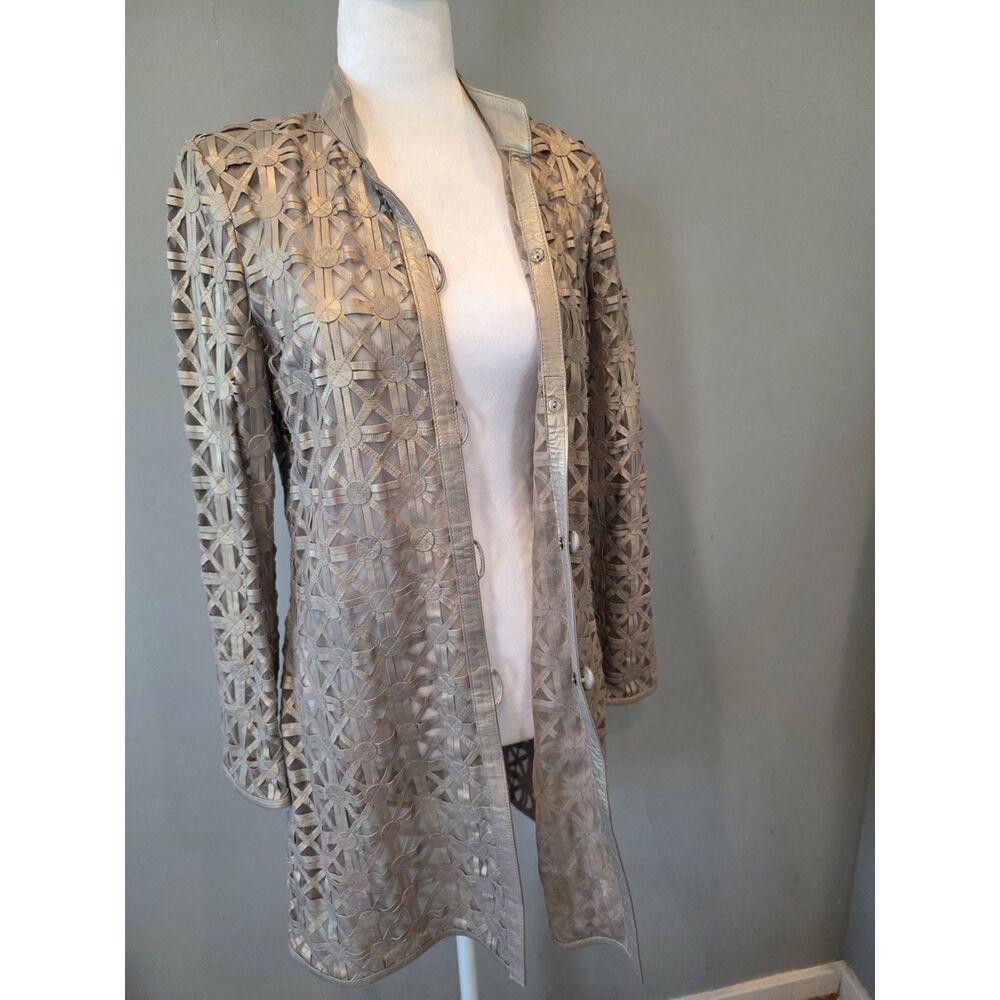 Dakota West Leather Duster Jacket SM Champagne Cowgirl Festival Western Boho